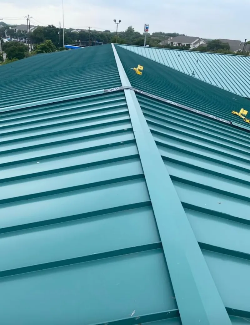 Green commercial metal roof ridge and valley for Metal Roof Repair in Oro Valley